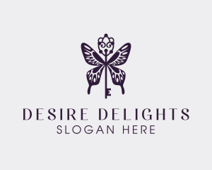 Elegant Butterfly Key Wing logo design