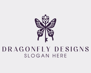 Elegant Butterfly Key Wing logo design