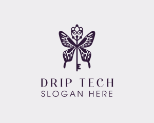 Elegant Butterfly Key Wing logo design