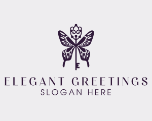 Elegant Butterfly Key Wing logo design