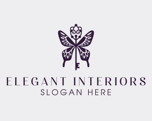 Elegant Butterfly Key Wing logo design