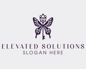 Elegant Butterfly Key Wing logo design