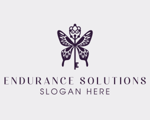 Elegant Butterfly Key Wing logo design