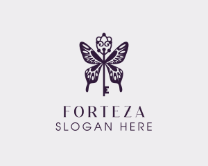 Elegant Butterfly Key Wing logo design