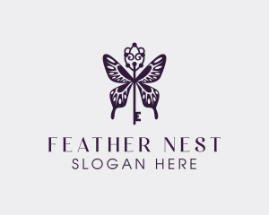 Elegant Butterfly Key Wing logo design