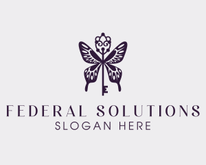 Elegant Butterfly Key Wing logo design