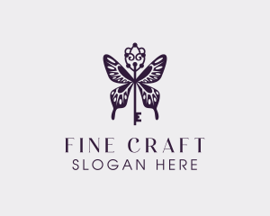 Elegant Butterfly Key Wing logo design