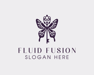 Elegant Butterfly Key Wing logo design