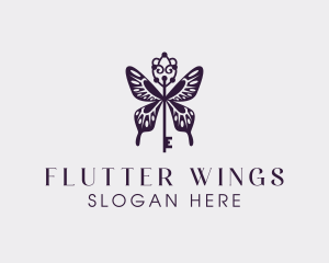 Elegant Butterfly Key Wing logo design