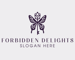 Elegant Butterfly Key Wing logo design