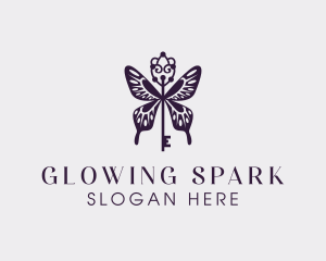 Elegant Butterfly Key Wing logo design