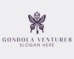 Elegant Butterfly Key Wing logo design