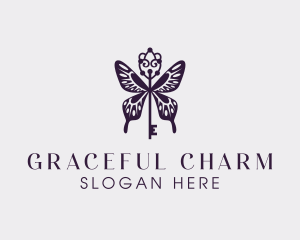 Elegant Butterfly Key Wing logo design