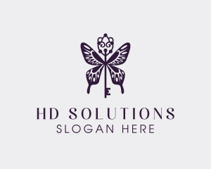 Elegant Butterfly Key Wing logo design