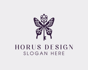 Elegant Butterfly Key Wing logo design