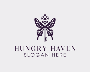 Elegant Butterfly Key Wing logo design