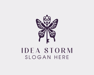 Elegant Butterfly Key Wing logo design