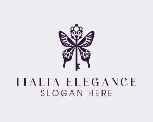 Elegant Butterfly Key Wing logo design