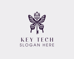 Key - Elegant Butterfly Key Wing logo design