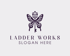 Elegant Butterfly Key Wing logo design