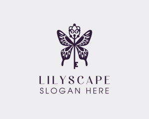 Elegant Butterfly Key Wing logo design