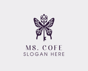 Elegant Butterfly Key Wing logo design