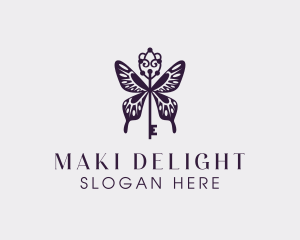 Elegant Butterfly Key Wing logo design