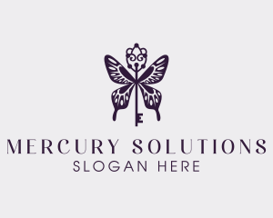 Elegant Butterfly Key Wing logo design