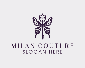 Elegant Butterfly Key Wing logo design