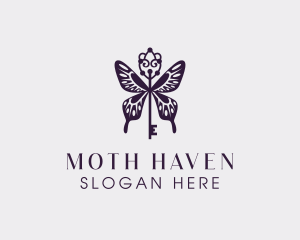 Moth - Elegant Butterfly Key Wing logo design