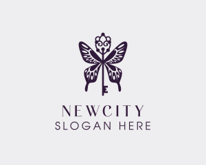 Elegant Butterfly Key Wing logo design