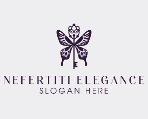 Elegant Butterfly Key Wing logo design