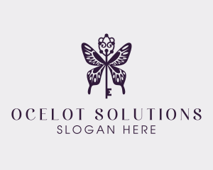 Elegant Butterfly Key Wing logo design