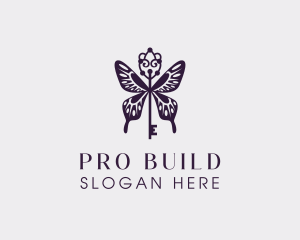 Elegant Butterfly Key Wing logo design