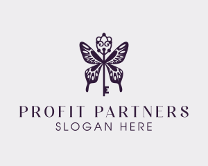 Elegant Butterfly Key Wing logo design