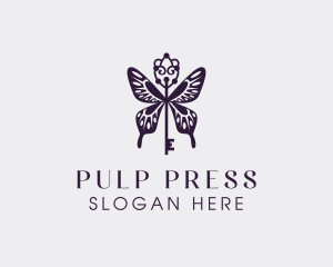 Elegant Butterfly Key Wing logo design