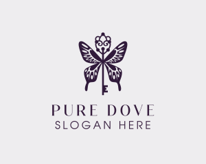 Elegant Butterfly Key Wing logo design