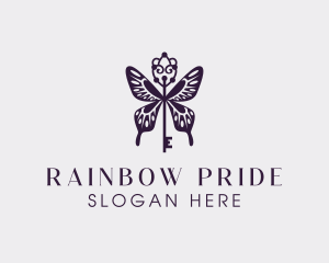 Elegant Butterfly Key Wing logo design