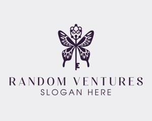 Elegant Butterfly Key Wing logo design