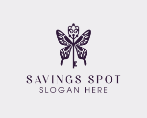 Elegant Butterfly Key Wing logo design