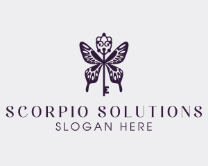 Elegant Butterfly Key Wing logo design