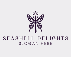 Elegant Butterfly Key Wing logo design