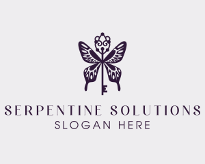 Elegant Butterfly Key Wing logo design