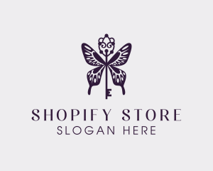 Elegant Butterfly Key Wing logo design