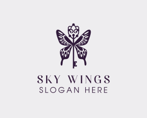 Elegant Butterfly Key Wing logo design