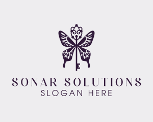 Elegant Butterfly Key Wing logo design