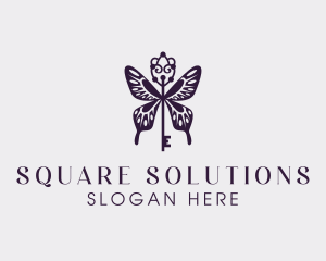 Elegant Butterfly Key Wing logo design