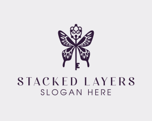 Elegant Butterfly Key Wing logo design