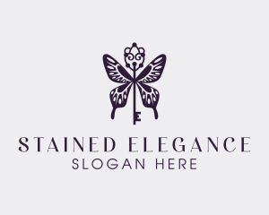 Elegant Butterfly Key Wing logo design