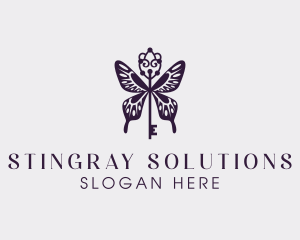 Elegant Butterfly Key Wing logo design